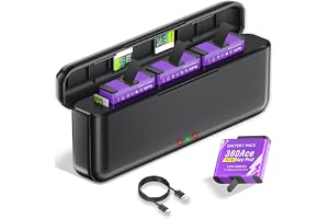 CITYORK Caricabatterie med 3 fack och 3 batterier ger 2 400 mAh kompatibel med Insta360 Ace/Ace Pro/Ace Pro 2, Caricabatterie tillbehörssats med LED-display och USB-cave