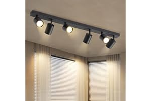 ‎HOMEFIRE Homefire LED Deckenstrahler Deckenlampe Schwarz - 6 Flammig GU10 Deckenleuchte 350° Schwenkbar Strahler Spots Innen Deckenspot flurlampe für Wohnzimmer Küche Schlafzimmer Ohne Leuchtmittel