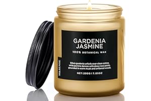 ‎M&SENSE M&SENSE Świeca Zapachowa jaśmin przylądkowy (200g, 50h) – Naturalna Świeca Sojowa, Beztoksyczna, 1 Knoty | Długotrwałe Palenie, Relaks i Odprężenie | Perfumy Domowe dla Kobiet, Pomysł na Prezent