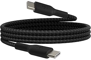 Belkin BoostCharge geflochtenes USB-C-/USB-C-Ladekabel, USB-C-Schnellladekabel für iPhone 16, iPhone 15, Samsung Galaxy S24/Ultra, Note, Google Pixel, iPad Pro/Mini, Nintendo Switch, 1 m – Schwarz