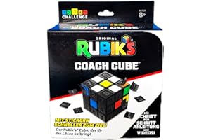 Rubik's Cube, Coach Cube, 3x3 Lernwürfel mit Stickern, zum Schritt-für-Schritt-Lösen des Zauberwürfels, umfangreicher Leitfaden in 8 Schritten, für EinsteigerInnen ab 8 Jahren