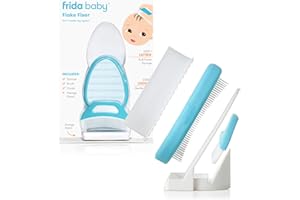 FRIDA BABY FridaBaby DermaFrida the FlakeFixer Cradle Cap Treatment System: 3-Step Cradle Cap Kit, Soothes Baby's Scalp, Prevents Dryness and Flakes, Sponge, Brush, and Comb + Storage Stand