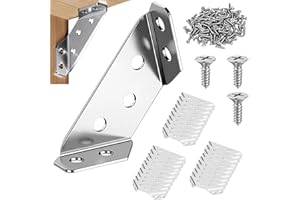 Zyluniy Escuadras Metalicas, 30 Piezas Cantoneras Metalicas con Tornillos, Soportes Angulares Acero Inoxidable,Soporte Triangular Escuadra Metalica,Angulos Metalicos para Fijación de Muebles de Madera
