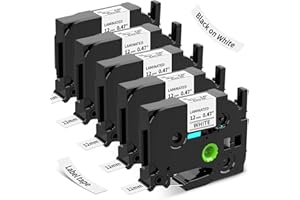 Suminey Compatible Label Tape Replacement for Brother Label Printer - TZ Tape TZe-231, 12mm Black on White, 0.47 Laminated Cassette for PT-1000, GL-H105, PT-E110, GL-200, PT-1080, 5 Pack