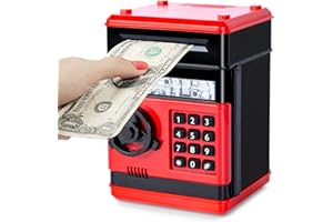 Yellcetoy Money Box for Kids Ages 3-12, Money Bank Piggy Bank for Boys Girls Electronic Password Cash Coin Can Auto Scroll Paper Money ATM Password Money Safe Kids Birthday Xmas Gifts