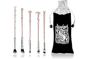 DEREINE Kit de Pinceaux de Maquillage, 5PCS Pinceaux à Maquillage, Accessoires Maquillage, Pinceaux Maquillages, Manche en Métal pour Pinceaux de Maquillage, Cadeaux de Femmes et de Fille