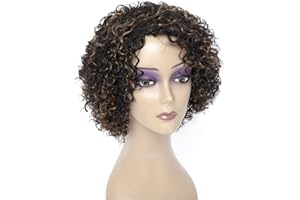 Morichy Perruque Femme Naturelle Courte de Cheveux Humains Bouclés Brésiliens Perruque Cheveux Humain Frisés pour les femmes noires (1B/30)