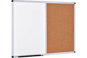 Display Genie Combination of Magnetic Dry Wipe Whiteboard & Corkboard – Aluminium Frame – Wall Mount – Pin-Up & Write Board – Ideal for Offices, Conference Room & Home (600 * 450mm)