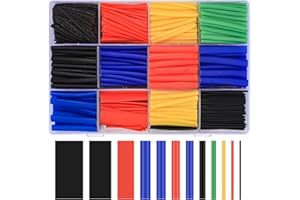 woshilaoDS 800 Pièces Gaine Thermorétractable, 2:1 Tube Thermorétractable à Double Paroi, Gaines Thermorétractables à Soudure Etanche, Tube Isolation électrique, 5 Couleurs, 12 Tailles