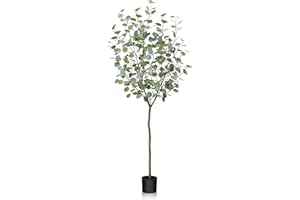 Fopamtri Eucalipto Artificial 150cm Planta Artificial de Eucalipto Arbol Artificial Plastico Interior y Exterior para Decoración Hogar Jardín Oficina Bodas (1 Pieza)