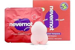 ‎NEVERNOT nevernot Softtampons, 10 Stück: Menstruationsschwamm mit optionalem Faden, 100% Schadstofffrei, Super weicher Tampon, Einfach zu entfernen, Ideal für Sport, Sauna & Schmerzpatientinnen