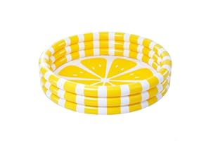 Intex, Piscina Infantil Hinchable, Forma Redonda, Diseño limón, Ø147x33 cm, 330 litros, 3 cámaras de Aire, Incluye Parche reparación, De Vinilo Resistente, Piscinas para bebés, +2 años (58432)