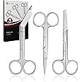 First Aid Assorted Stainless Steel Nursing/Lister Scissors, Pack of 3 - Sharp and Blunt Ends, 127mm, 13cm, 14cm - Ideal for Medical, First Aid, Nurses Paramedics Doctors