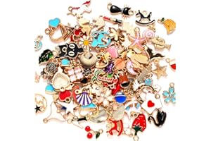 XUBX 100 Pezzi Charms in Lega, Ciondoli di Creazione di Gioielli, Ciondoli Assortiti Misti, Smalto Stili Pendenti Gioielli Colorato Fai da Te per Bracciale Collana Orecchini Portachiavi Gioielli