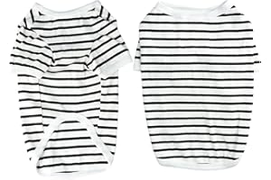 Shengxi Hundepullover, Gestreifte Hundeshirts für Kleine Hunde, Sommer Atmungsaktiv Gestreifte Welpe T-Shirt Weste Basic T-Shirt Dehnbar Haustier Kleidung für Chihuahua Französische Bulldogge (XL)