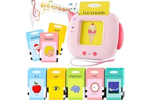 AONTESS Talking Flash Cards, 420 Words Early Educational Toy, Preschool Learning Machine with English for 2-6 Year Old kids, Montessori Toys for Toddlers, Interactive Gift for Boys Girls (Pink, English)