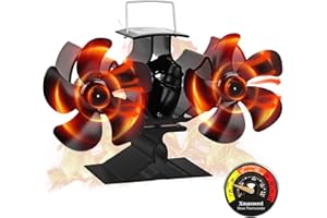 XMASNEED Dual Log Burner Fan - Silent Operation Woodburner Fan for Wood/Log Burners - Increased Efficiency for Large Room Heat Distribution
