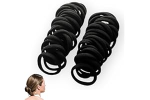 CROMPI Elastique Cheveux Pour Femme, Homme, Et Fille Sans Couture. Accessoire Cheveux Dans Des Couleurs Terreuses. 50 Pcs Chouchou Cheveux Femme Ou Enfants En Coton (Noir)