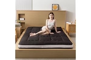 ‎YOSHOOT YOSHOOT Futon Matratze Japanische Tatami Gesteppte Schlafmatratze Faltbare Bodenmatratze, Extra Dicke, Gästebett klappbar, Atmungsaktive Liege, Campingsofa (Schwarz, 90 x 190cm)