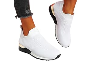 HAOLEI Women Summer Trainers Slip on Walking Shoes Mesh Upper Lightweight Breathable Tennis Shoes Ladies Athletic Running Shoes Sport Gym Jogging Athletic Fitness Outdoor Sneakers UK Size 3-7.5