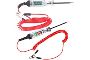 GBKDQQ 2 unidades comprobador de voltaje para coche, 3 V-120 V, lámpara de prueba para coche, comprobador de corriente con lámpara de prueba y LCD digital, comprobador de circuitos con pinza de cocodrilo