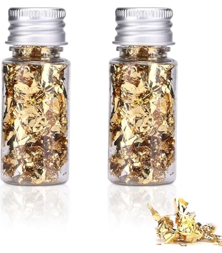 Leopacat Feuille D'Or Comestible En Bouteille - Papier Or Alimentaire Pour Décoration Gâteaux, Desserts Et Artisanat (5g)
