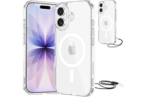NEW'C Magnétique Coque pour iPhone 17 (6,3 Pouces), Compatible avec MagSafe Antichoc Ultime avec Cordon – Magnétisme Puissant et Protection Militaire - Etui Fine - Transparent