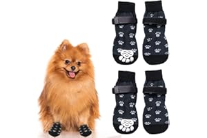 ALLY-MAGIC Anti Slip Dog Socks,2 Pairs Dog Paw Protector Dog Boots with Adjustable Straps, Dog Grip Socks Traction Control for Small Dogs Indoor & Outdoor Hardwood Floor Walking Y7FHGW (S)