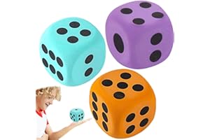KXRTPX 3 Pcs Large Dice, Foam Dice, Large Foam dice Soft EVA Cube Set (Light Blue/Purple/Orange) for Classroom Games, Math Teaching, Kids Party Activities