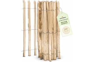 STILTREU Englischer Staketenzaun Kastanie - Länge 5 Meter, Höhe 122 cm, Lattenabstand 6-8 cm