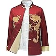 Chinese Style Tai Chi Shirt Kung Fu Tops Tang Suit Men Long Sleeve Dragon Embroidered Jacket Coat Outwear