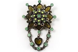 Avalaya Vintage Statement Charm Brooch (Olive Green)