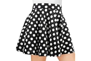 DRESHOW Podstawowa Solidna Rozciągnięta Rozkloszowana Casualowa Mini Spódniczka Spódnica dla Kobiet i Dziewcząt