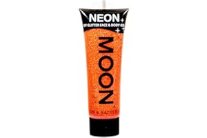 Moon Glow, Neon-UV-Glitzer-Gesichts- und Körpergel, Glitzer-Gesichtsfarbe (Orange, 12 ml (1 Stück))