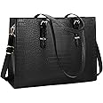 Lubardy Laptop Bags for Women Tote Bag 15.6 Inch Leather Large Ladies Handbag Work Bag Designer Business Shoulder Shopping Office Bag Black