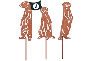 ‎VERDOBA VERDOBA Erdmännchen Gartendeko Rost - Erdmännchen Figuren Set mit Rostpatina - Gartenstecker Rost - Gartendeko Erdmännchen aus stabilem Eisen - Rostdeko für Garten, Balkon & Terrasse
