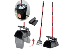 BANORES Pooper Scooper duży obrotowy kosz i grabie dla dużych i małych psów, nietłukący się skuter dla psów, z 20 workami na odpady, łatwe do czyszczenia, odpady dla zwierząt domowych na trawie, brudu lub żwirze, artykuły dla zwierząt domowych