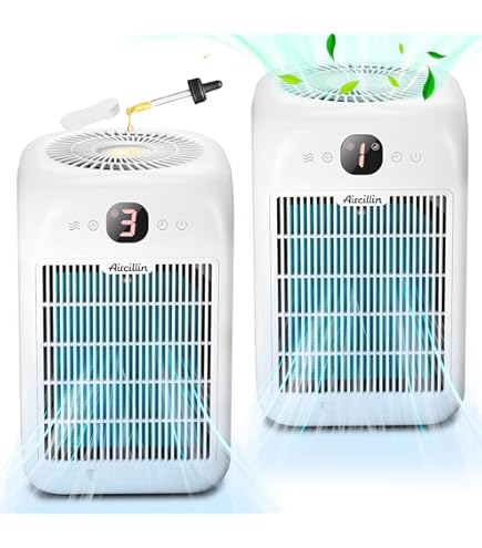 Aircillin Luchtreiniger, Air Purifier met 3-traps Hepa filter, Geschikt voor ruimtes tot 90 m², Dubbelzijdige luchtinlaat, Stil Slaapmodus, Tegen Allergieën, Stof, Huisdieren & Pollen (Zwart