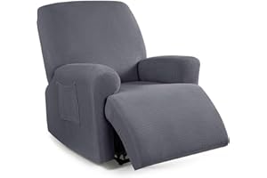 ZEAINK Funda de Sillón Relax Reclinable Elástica 1/2/3 Plaza , Jacquard Funda Reclinable 4/6/8 Piezas con Bolsillos Laterales, Antideslizante Extraíbles y Lavables Fundas Reclinable Protector ( Color : #1 ,