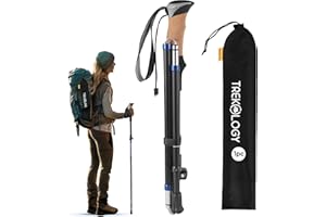 TREKOLOGY 1pc Hiking Pole - Trekking Pole for Men & Women - Nordic Walking Stick with Cork Handle for Hiking - Adjustable & Lightweight Walking Pole for Seniors - TREKZ Cork SE