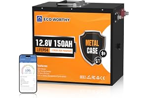 ECO-WORTHY 12 V 150 Ah LiFePO4 batteri Bluetooth 120 A BMS | 1920 Wh litiumbatteri med 120 A BMS och 15 000 cykler för husbil