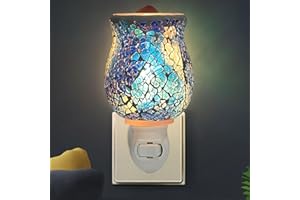 CLIPLANYARD Plug In Wax Melt Burners Light, Wax Melts Burner Electric, Glass Mosaic Electric Candle Wax Warmer Melter Night Light For Home Office (Colorful)