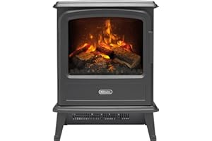 Dimplex Evandale Optimyst Water Vapour Electric Stove Fire, Real Flame Effect, Slate Fireplace, Log Fuel Bed, 1000W/2000W Fan Heater, Energy Efficient Flame Only, Adjustable Thermostat, Remote Control