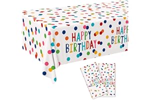 Maxqzin 2Pack Happy Birthday Tablecloth Birthday Table Cloth Disposable Birthday Party Tablecloth Rectangle Table Cover Birthday Table Covers for Birthday Party Baby Shower Decoration 108 x 54 Inches