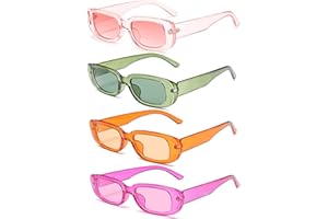Unning 4 Stück Rechteckige Sonnenbrille für Damen Retro 90er Trendy Sonnenbrillen Set Vintage Quadrat Brille für Damen