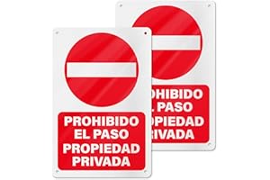 YIKIADA Cartel Prohibido el Paso Propiedad Privada 20x30cm - Señal No Entrar en Propiedad Privada Material de Aluminio - 2ud