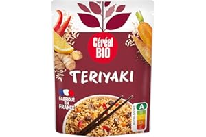 Céréal Bio Riz Teriyaki Végétarien – Riz, Légumes, Sauce Soja et Gingembre – Plat Cuisiné Bio Individuel, Micro-Ondable, Saveurs Asiatiques, Prêt à Réchauffer – 220g