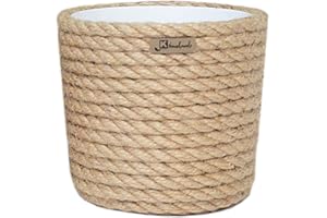 KORAD Pot de Fleurs 18 cm Style Boho, série Eco-Natural, sans Trous de Drainage, Ficelle de Jute tressée, Panier à Herbe, Juta, ETNO