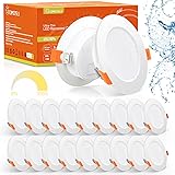 Tomosu 20er Set LED Einbaustrahler 230V Dimmbar, 5W 450LM IP44 Ultra Flach LED Spot Neutralweiß 4000K, Deckenspots LED Flach 