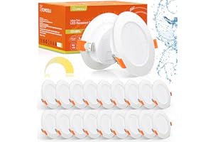 Tomosu Lot de 20 Spot LED Encastrable Dimmable, 5W 450LM Spot LED Encastrable Extra Plat Blanc Neutre 4000K, Diamètre du trou 75-85mm Spot Salle de Bain IP44 pour Salon Chambre Cuisine
